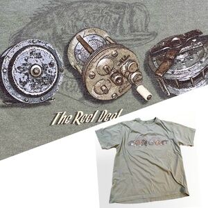 Fishing graphic‎ tee tshirt The Reel Deal humor funny outdoors sportsman nature